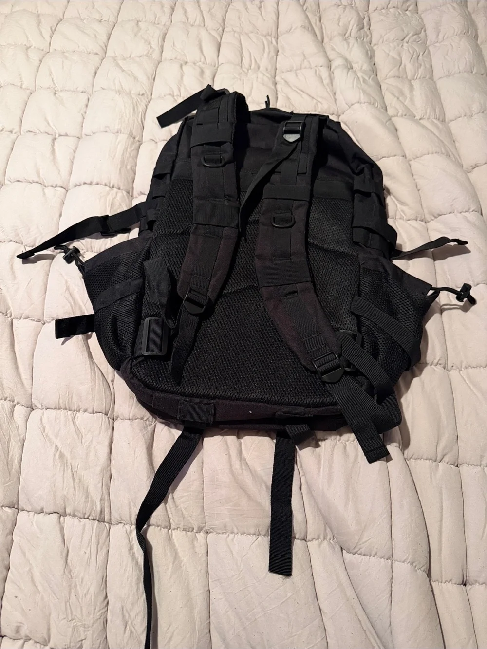 Men's Black Tactical Backpack with MOLLE Webbing